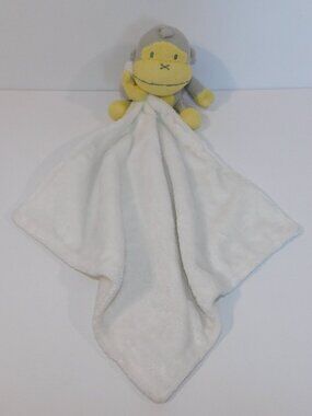 Baby Bum Knit Monkey Chimp Security Blanket Yellow Gray Lovey nunu Soother Toy